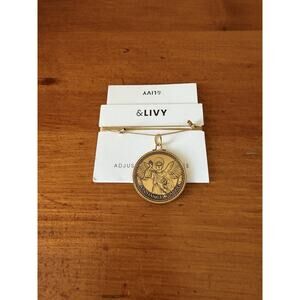 &LIVY Gold Tone Medallion Necklace Adjustable Minimalist Pendant